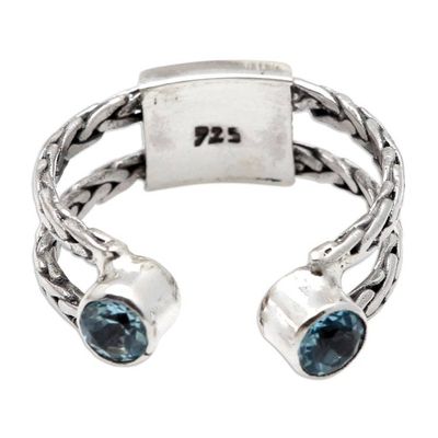 Alternate image for Sterling Silver and Blue Topaz Cocktail Ring Ocean Sparkle