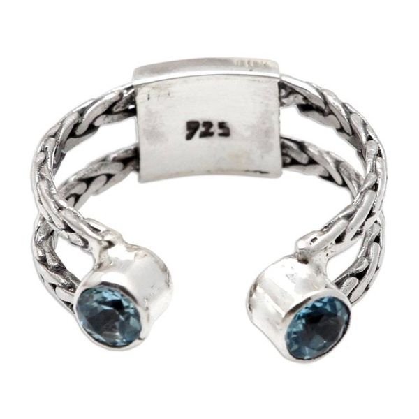 Alternate image for Sterling Silver and Blue Topaz Cocktail Ring Ocean Sparkle