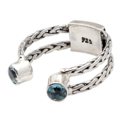 Alternate image for Sterling Silver and Blue Topaz Cocktail Ring Ocean Sparkle