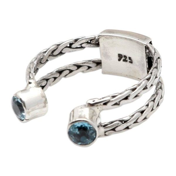 Alternate image for Sterling Silver and Blue Topaz Cocktail Ring Ocean Sparkle