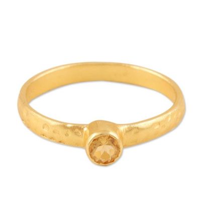 Alternate image for Citrine Ring in 22k Gold Plated Sterling Moon Over Jaipur