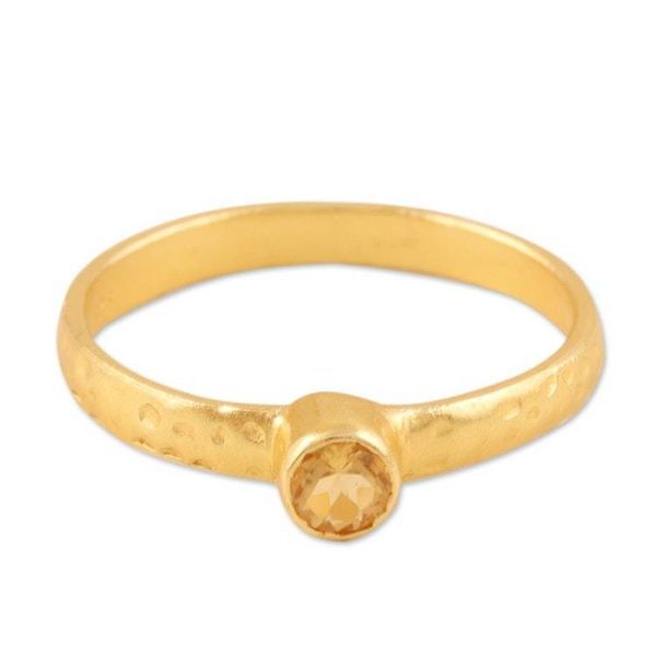 Alternate image for Citrine Ring in 22k Gold Plated Sterling Moon Over Jaipur