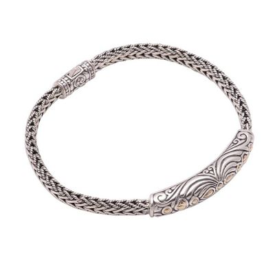 Alternate image for Sterling Silver Pendant Bracelet with Gold Accents Lined Beauty