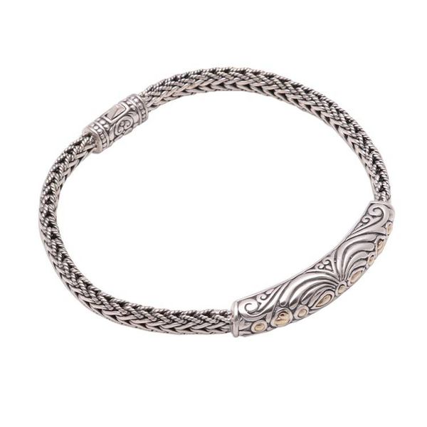 Alternate image for Sterling Silver Pendant Bracelet with Gold Accents Lined Beauty