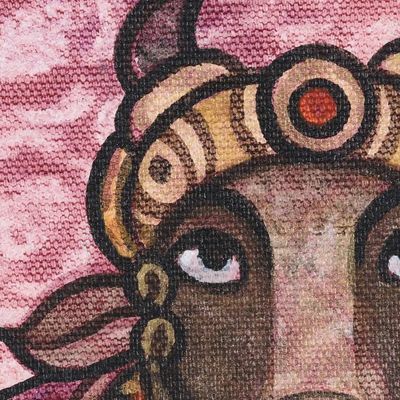 Alternate image for Bull-Themed Indian Acrylic Painting on Canvas Nandi