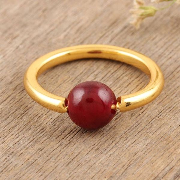 Alternate image for Gold-Plated Ruby Single Stone Ring from India Return to Saturn in Red