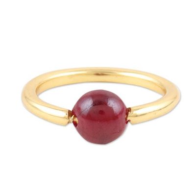 Alternate image for Gold-Plated Ruby Single Stone Ring from India Return to Saturn in Red