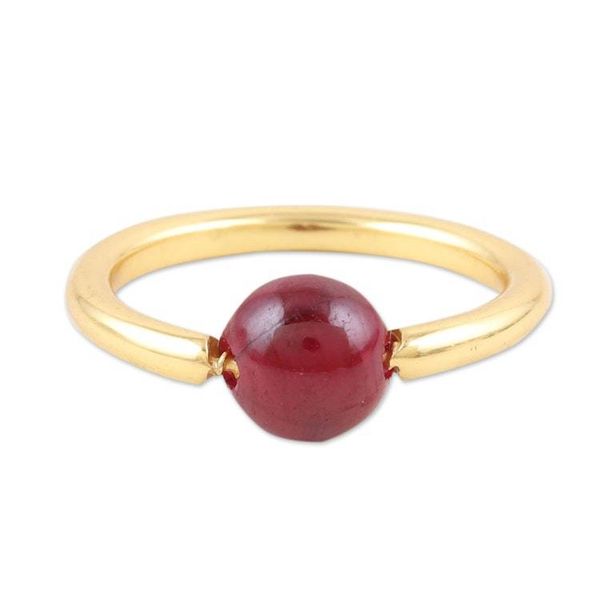 Alternate image for Gold-Plated Ruby Single Stone Ring from India Return to Saturn in Red