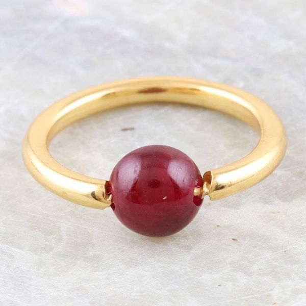 Alternate image for Gold-Plated Ruby Single Stone Ring from India Return to Saturn in Red