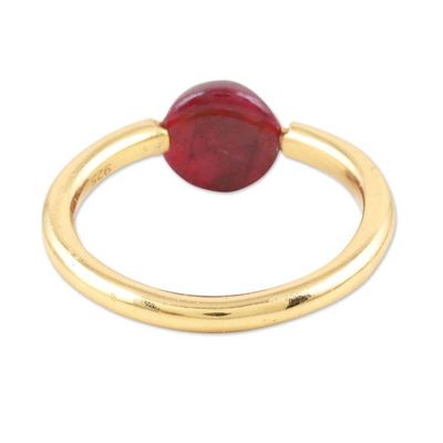 Alternate image for Gold-Plated Ruby Single Stone Ring from India Return to Saturn in Red