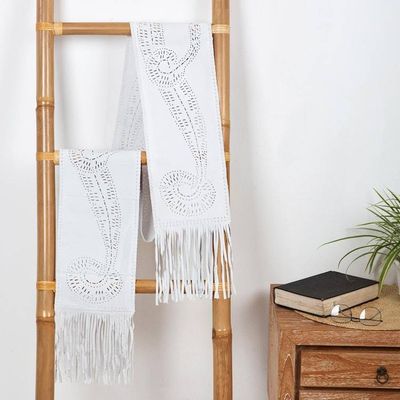 Primary image for Hand Crafted White Suede Leather Scarf Driven Snow