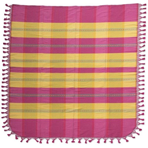 Alternate image for Hand Crafted 100 Cotton Pink and Yellow Bedspread Twin Pink Sunset