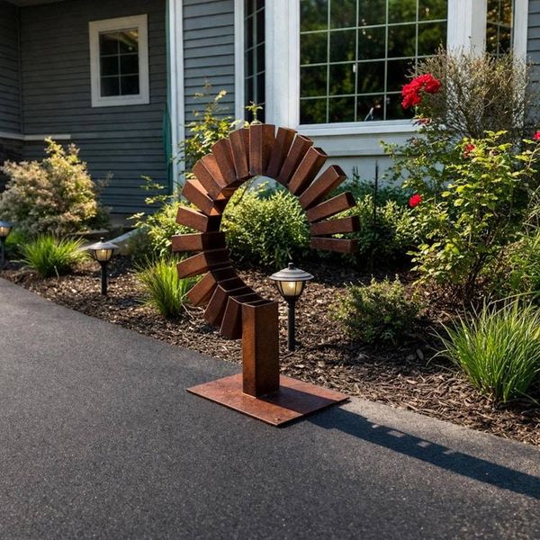 Alternate image for Arc – Handcrafted Modern Steel Garden Sculpture | Rusted Outdoor Yard Art