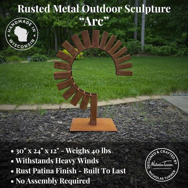 Alternate image for Arc – Handcrafted Modern Steel Garden Sculpture | Rusted Outdoor Yard Art