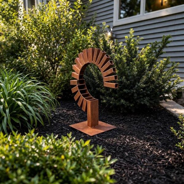Alternate image for Arc – Handcrafted Modern Steel Garden Sculpture | Rusted Outdoor Yard Art