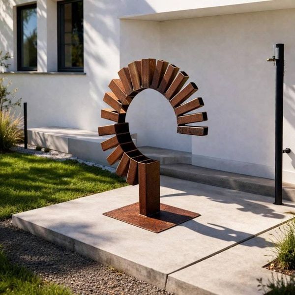 Alternate image for Arc – Handcrafted Modern Steel Garden Sculpture | Rusted Outdoor Yard Art