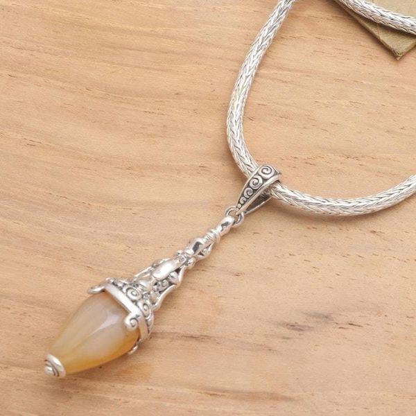 Alternate image for Carnelian and Sterling Silver Handmade Pendant Necklace Light of Inspiration