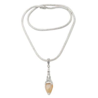 Alternate image for Carnelian and Sterling Silver Handmade Pendant Necklace Light of Inspiration