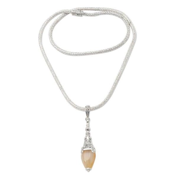 Alternate image for Carnelian and Sterling Silver Handmade Pendant Necklace Light of Inspiration