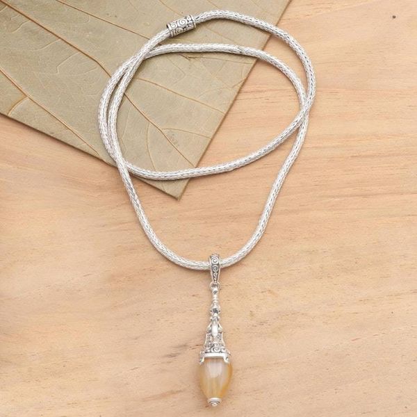 Alternate image for Carnelian and Sterling Silver Handmade Pendant Necklace Light of Inspiration
