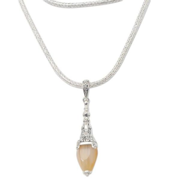 Alternate image for Carnelian and Sterling Silver Handmade Pendant Necklace Light of Inspiration