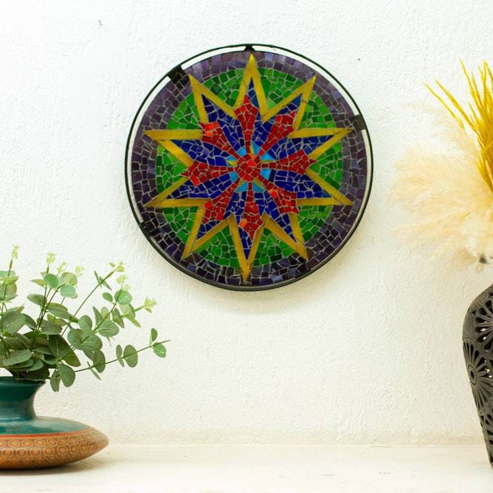 Multicolored Glass Star Mosaic 'Star of Hope'