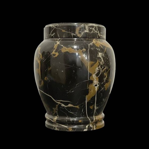 Alternate image for Black and Gold Marble Keepsake Urn for Ashes – Handcrafted Natural Stone Memorial Urn