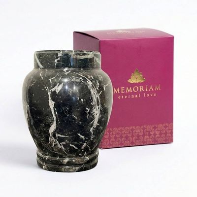 Alternate image for Zuri Black Zebra Marble Cremation Urn for Human Ashes – Handcrafted Natural Stone Memorial Urn