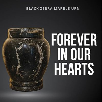 Alternate image for Zuri Black Zebra Marble Cremation Urn for Human Ashes – Handcrafted Natural Stone Memorial Urn