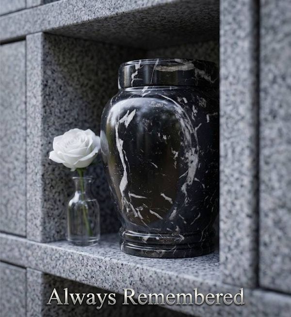 Alternate image for Zuri Black Zebra Marble Cremation Urn for Human Ashes – Handcrafted Natural Stone Memorial Urn