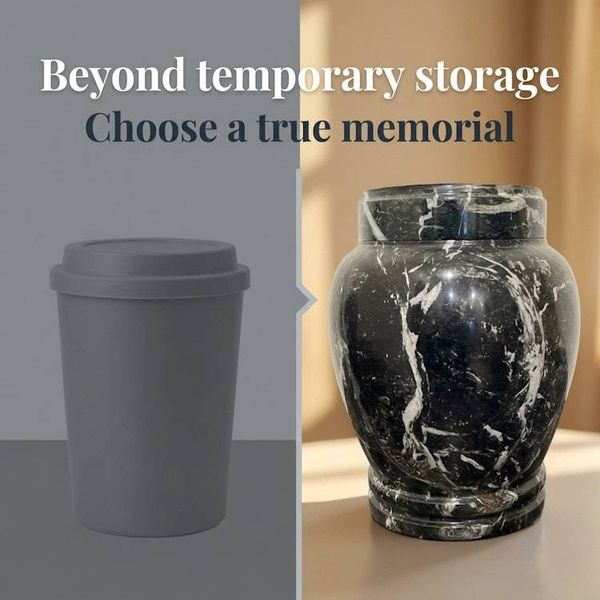 Alternate image for Zuri Black Zebra Marble Cremation Urn for Human Ashes – Handcrafted Natural Stone Memorial Urn