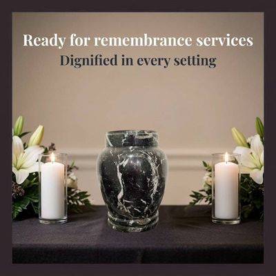 Alternate image for Zuri Black Zebra Marble Urn for Child or Pet Ashes – Handcrafted Natural Stone Memorial Urn