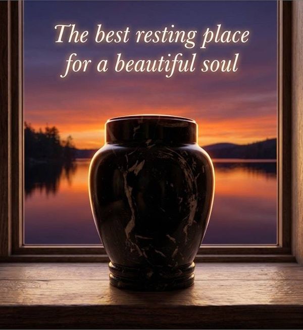 Alternate image for Zuri Black Zebra Marble Keepsake Urn for Ashes – Handcrafted Natural Stone Memorial Urn