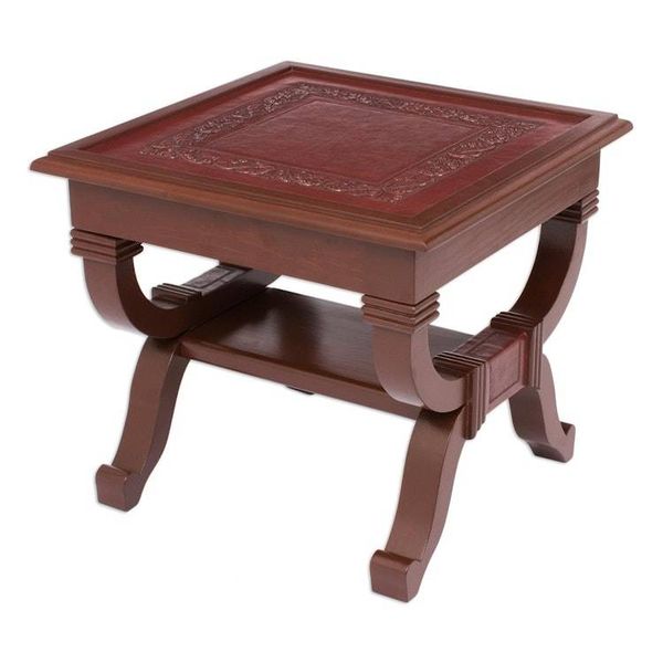 Alternate image for Peruvian Contemporary Leather Wood Accent Table Fern Garland