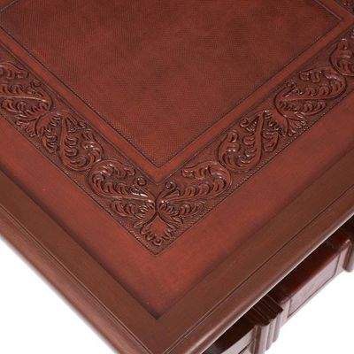 Alternate image for Peruvian Contemporary Leather Wood Accent Table Fern Garland