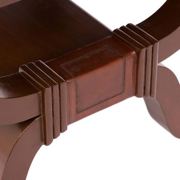 Alternate image for Peruvian Contemporary Leather Wood Accent Table Fern Garland