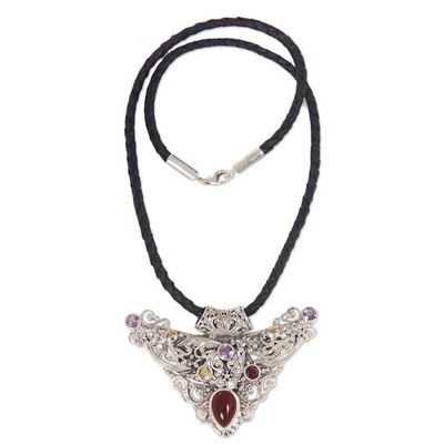 Alternate image for Artisan Crafted Sterling Silver Necklace with 6 Gemstones Bali Supreme