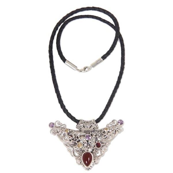 Alternate image for Artisan Crafted Sterling Silver Necklace with 6 Gemstones Bali Supreme