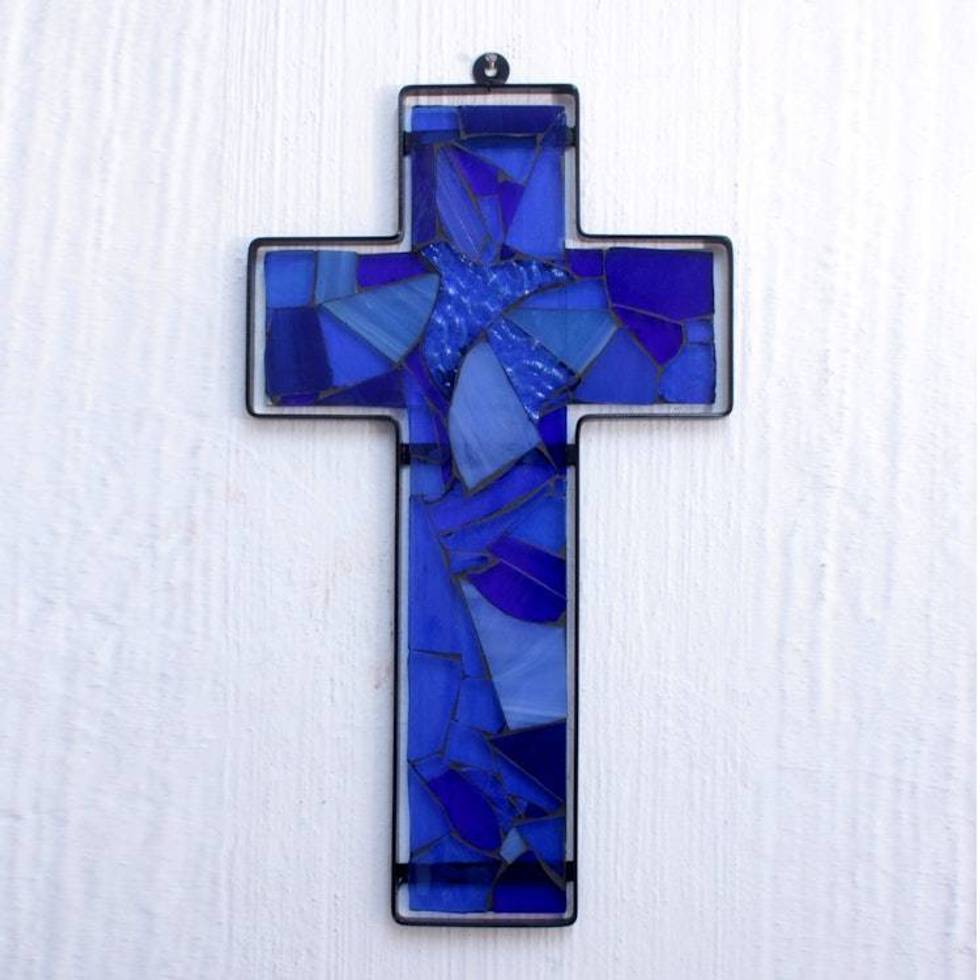 Stained glass cross 'Holy Spirit'