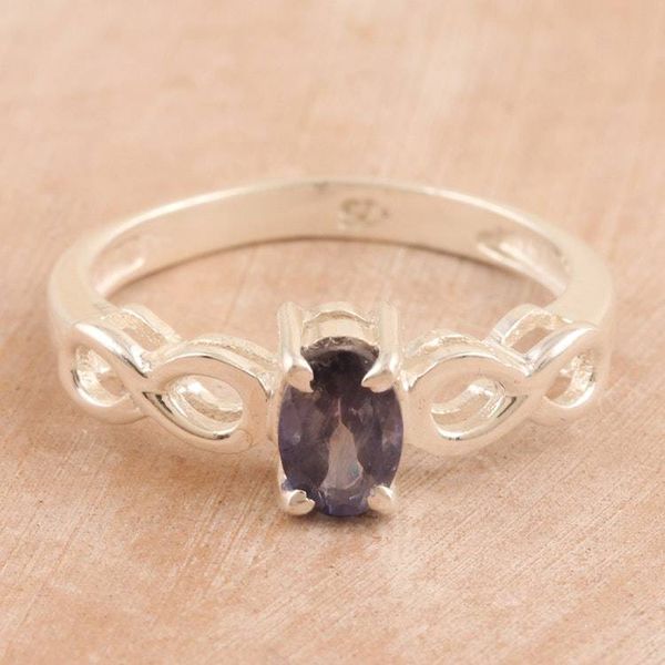 Alternate image for Iolite and Sterling Silver Single Stone Ring from India Infinity Blue