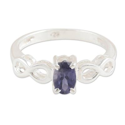 Alternate image for Iolite and Sterling Silver Single Stone Ring from India Infinity Blue