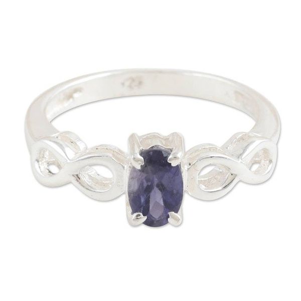Alternate image for Iolite and Sterling Silver Single Stone Ring from India Infinity Blue