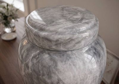 Alternate image for Luna Carrara White Marble Cremation Urn for Human Ashes – Handcrafted Natural Stone Memorial Urn