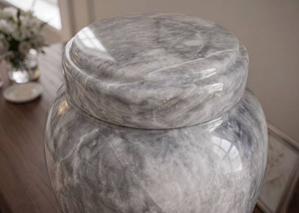 Alternate image for Luna Carrara White Marble Cremation Urn for Human Ashes – Handcrafted Natural Stone Memorial Urn