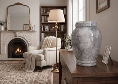 Alternate image for Luna Carrara White Marble Cremation Urn for Human Ashes – Handcrafted Natural Stone Memorial Urn