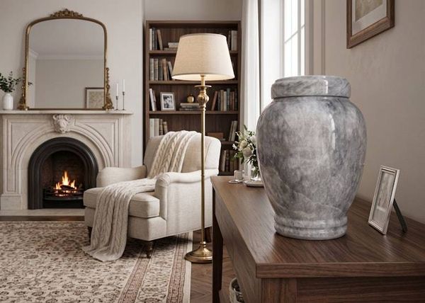 Alternate image for Luna Carrara White Marble Cremation Urn for Human Ashes – Handcrafted Natural Stone Memorial Urn