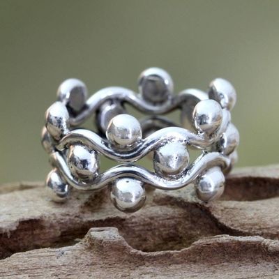 Primary image for Sterling Silver Band Ring Floral Buds