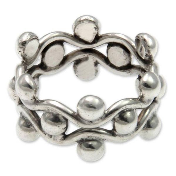 Alternate image for Sterling Silver Band Ring Floral Buds