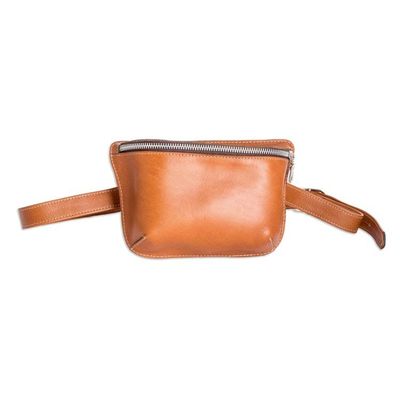 Alternate image for 100 Leather Fanny Pack with Zippered Opening Adventure Spirit