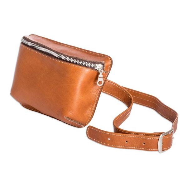 Alternate image for 100 Leather Fanny Pack with Zippered Opening Adventure Spirit